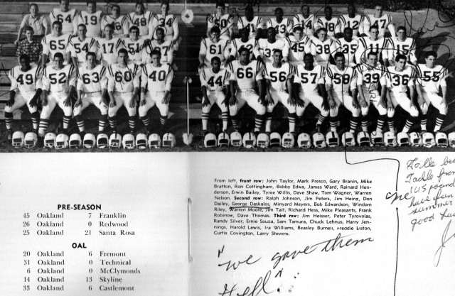 Mark 1963 Oakland High Varsity Football Champions
